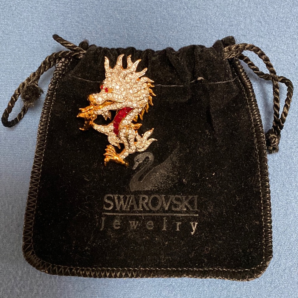 Limited Edition Swarovski Crystal Dragon Brooch New in Box Austria